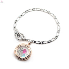 Fashion new simple design stainless steel glass floating locket chain bracelet 2018